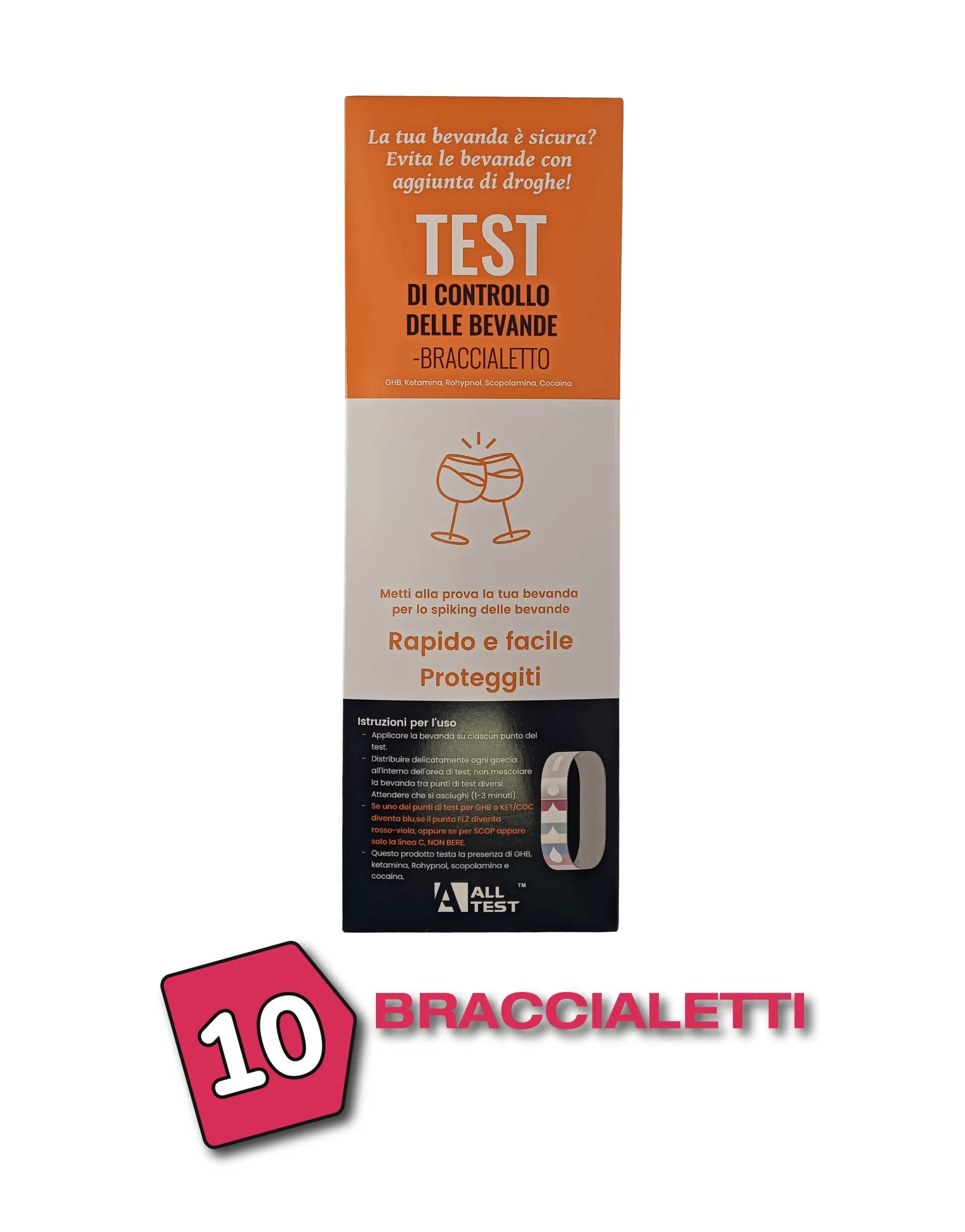 Braccialetto per test di controllo delle bevande